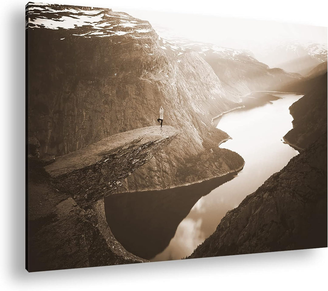 deyoli atemberaubende Aussicht eines Fjords Format: 80x60 als Leinwand, Effekt: Sepia, Motiv fertig