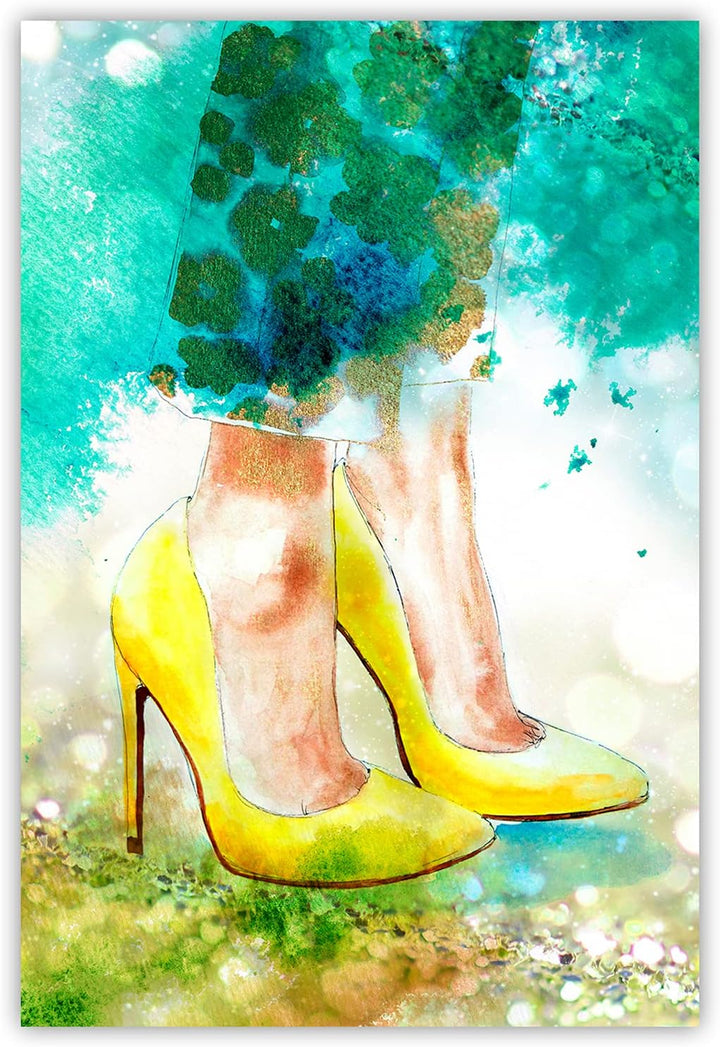 Feeby Vlies Leinwandbild XXL Skizze Aquarell Mode Glamour 80x120 cm Wandbild Kunst Bilder Schlafzimm