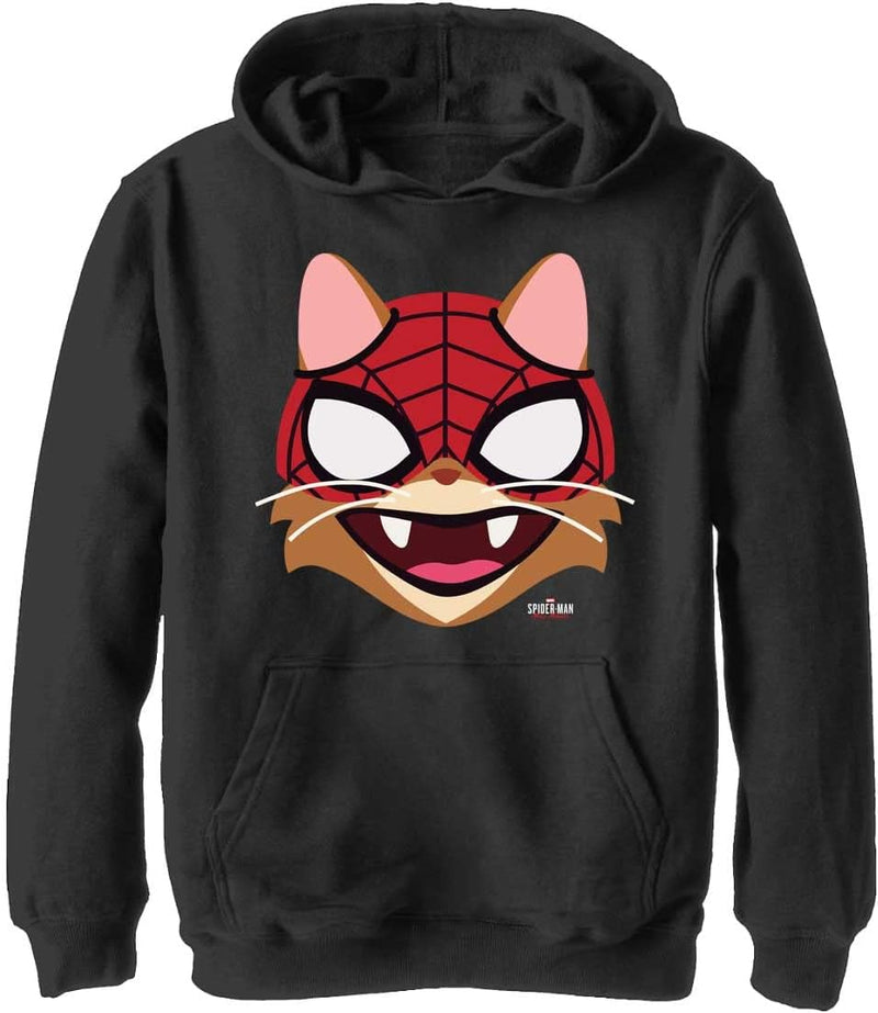 Marvel Jungen Spider-man: Miles Morales Katzen-kapuzenpullover mit Grossem Gesicht, Schwarz, S