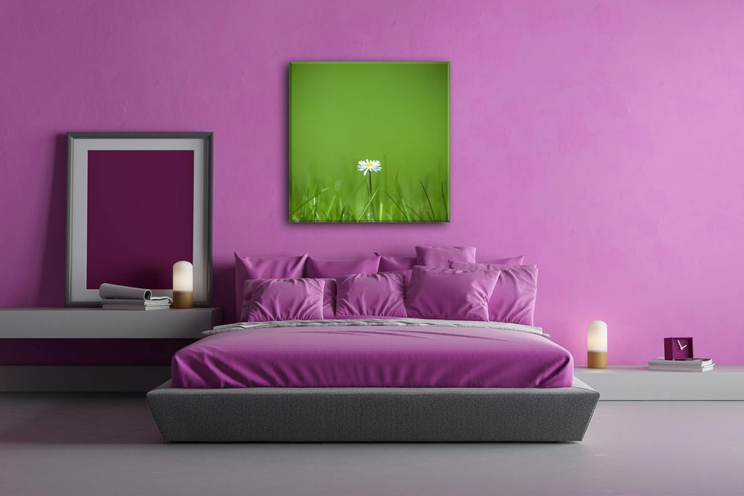 deyoli einzelnes Gänseblümchen Format: 70x70 als Leinwandbild, Motiv fertig gerahmt auf Echtholzrahm