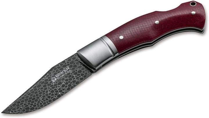 Böker Manufaktur Solingen Unisex – Erwachsene Boxer Damast Taschenmesser, Silber, 18,1 cm