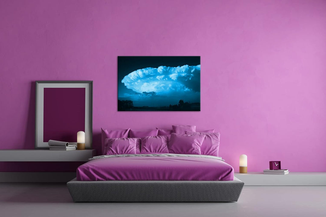 deyoli riesige Wolke Format 80x60 Effekt: Monocrome Blau als Leinwandbild, Motiv fertig gerahmt auf