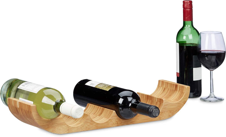 Relaxdays Weinregal aus Bambus, für 6 handelsübliche Flaschen, originelles Design, liegend, HBT: ca.