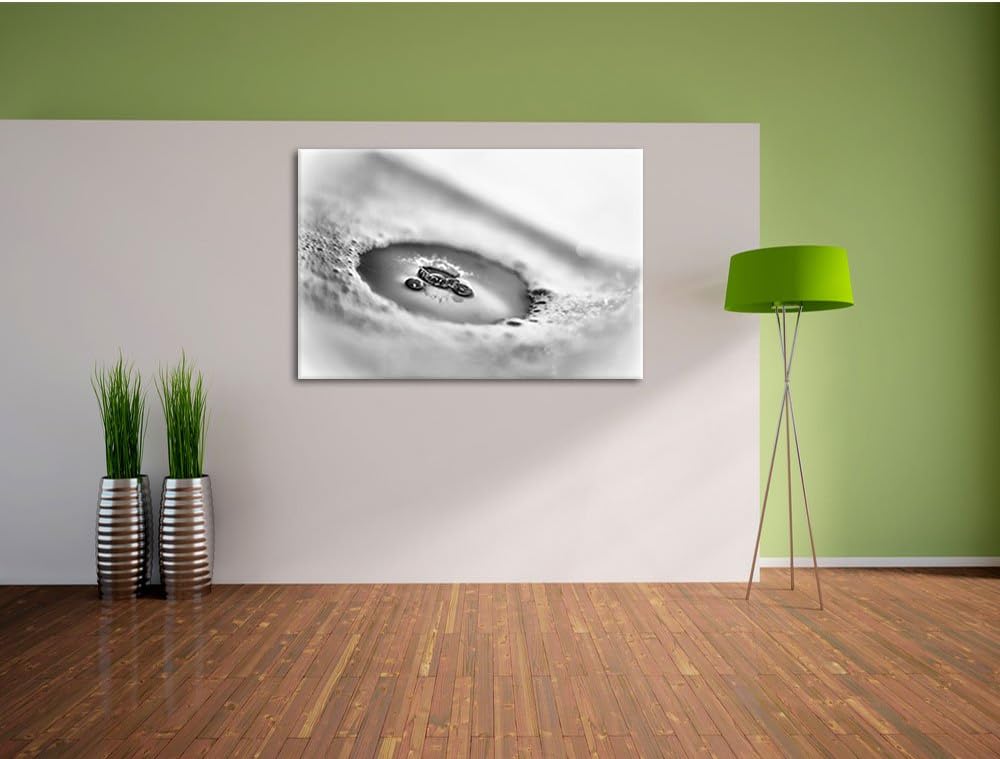 Pixxprint Wassertropfen im Schaum / 100x70cm Leinwandbild bespannt auf Holzrahmen/Wandbild Kunstdruc