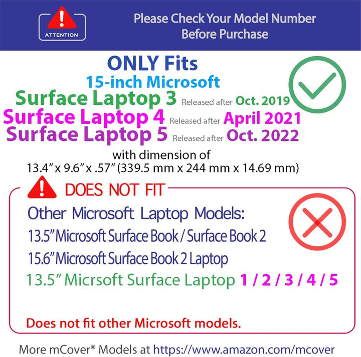 mCover 15-Zoll Hartschalen-Schutzhülle für Microsoft Surface Laptop 3 Computer (Nicht für 15-Zoll-Ob