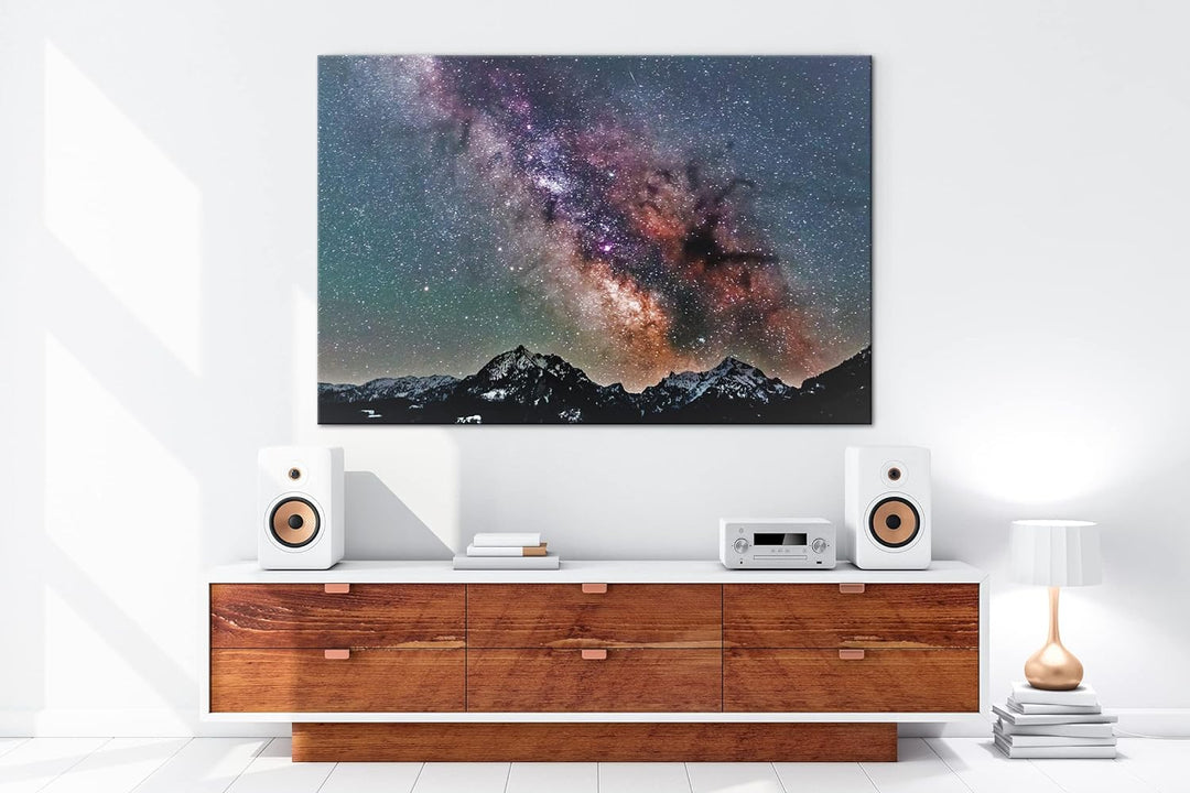 Hoch über den Bergen Format:90x60 cm als Leinwandbild, Motiv fertig gerahmt auf Echtholzrahmen, Hoch