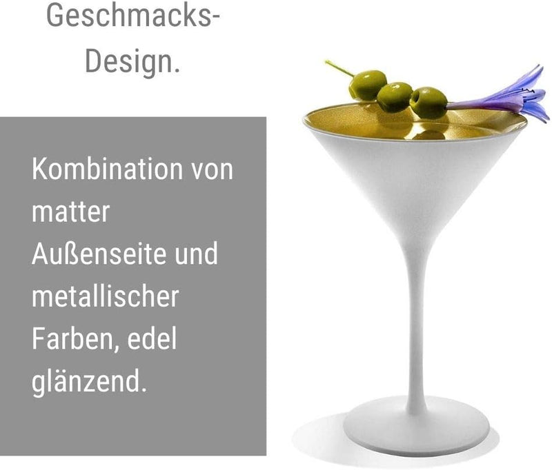 Stölzle Lausitz Cocktailschale Elements 240ml I Martini Gläser 6er Set I weiss-Gold I Cocktailgläser