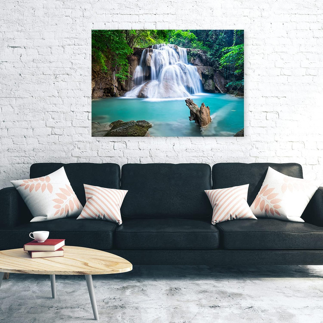 Feeby Vlies Leinwandbild Natur Bäume Wald 90x60 cm Druckbild Wandbild Wanddekoration Deko Wand Aesth