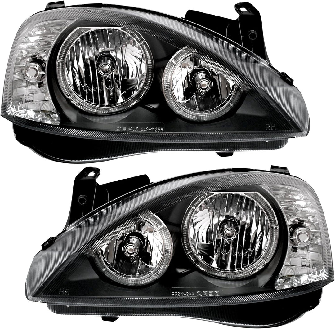 AD Tuning GmbH & Co. KG DEPO Angel Eyes Scheinwerfer Klarglas Schwarz mit Standlichtringe