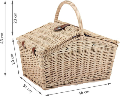 anndora Picknickkorb 4 Personen Weidenkorb Henkelkorb beige + Zubehör 23 TLG. Beige - Blau, Beige -