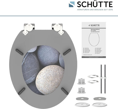 SCHÜTTE WC-Sitz Holzkern GREY STONES, Toilettensitz mit Absenkautomatik, passend für viele handelsüb