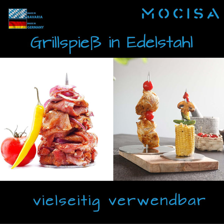 2'er Set Premium BBQ Grillspiess Gyrosspiess Grösse S und L | Dönerspiess Edelstahl | massiver unive