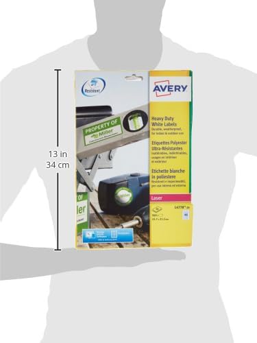 Avery L4778-20 Etiketten sehr widerstandsfähig für Laserdrucker 45,7 x 21,2 mm 960 Stück Weiss