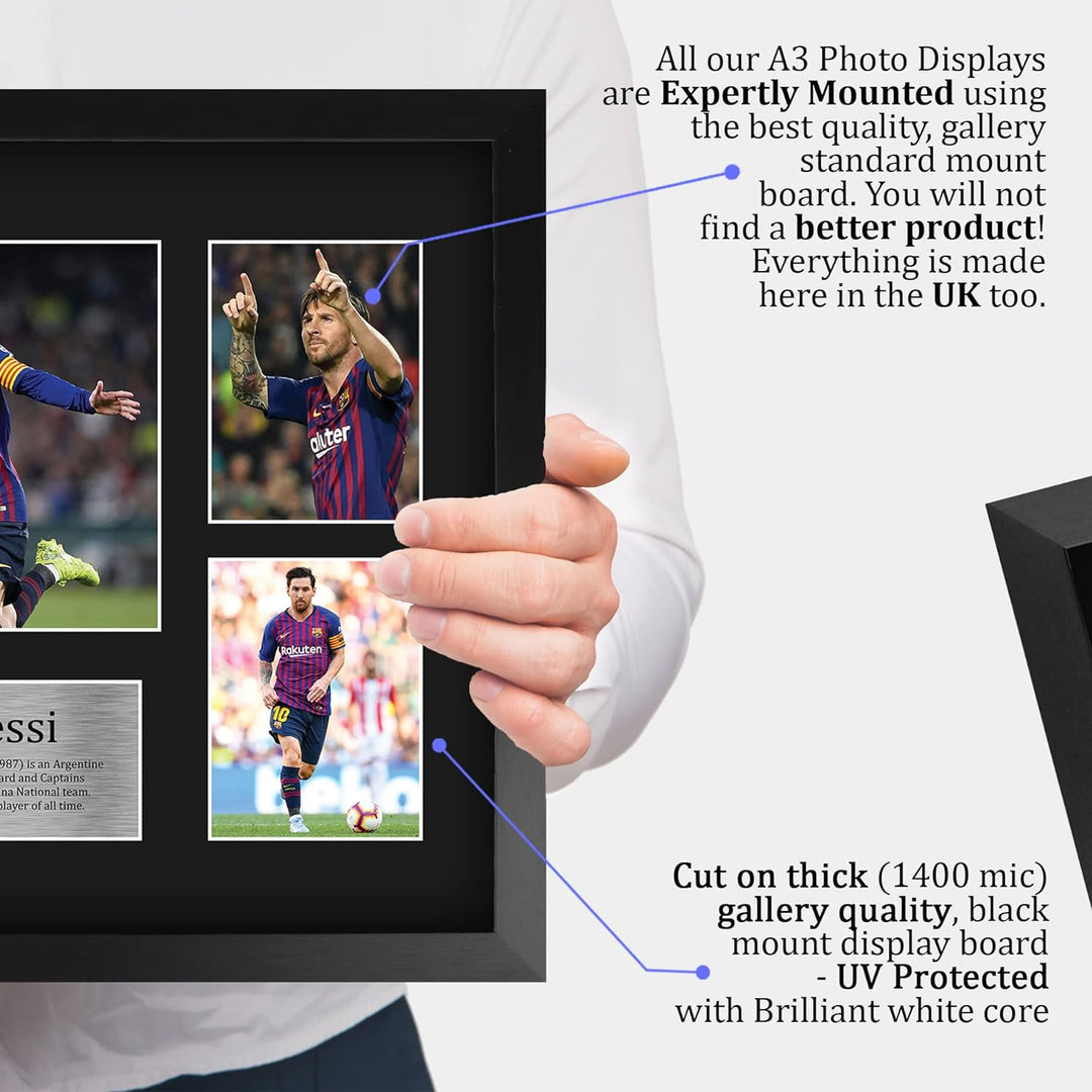 HWC Trading Lionel Messi A3 Gerahmte Signiert Gedruckt Autogramme Bild Druck-Fotoanzeige Geschenk Fü