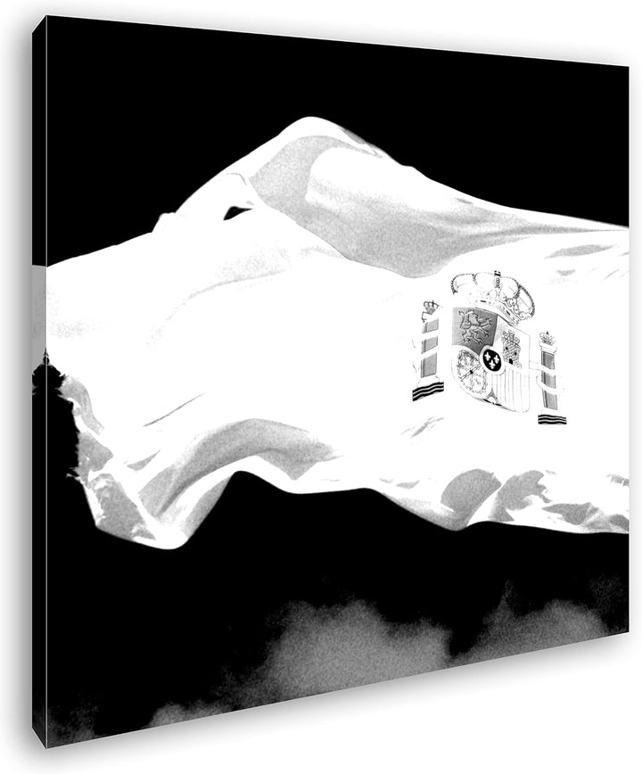 deyoli Spanische Flagge im Wind Format: 70x70 Effekt: Schwarz&Weiss als Leinwandbild, Motiv fertig g
