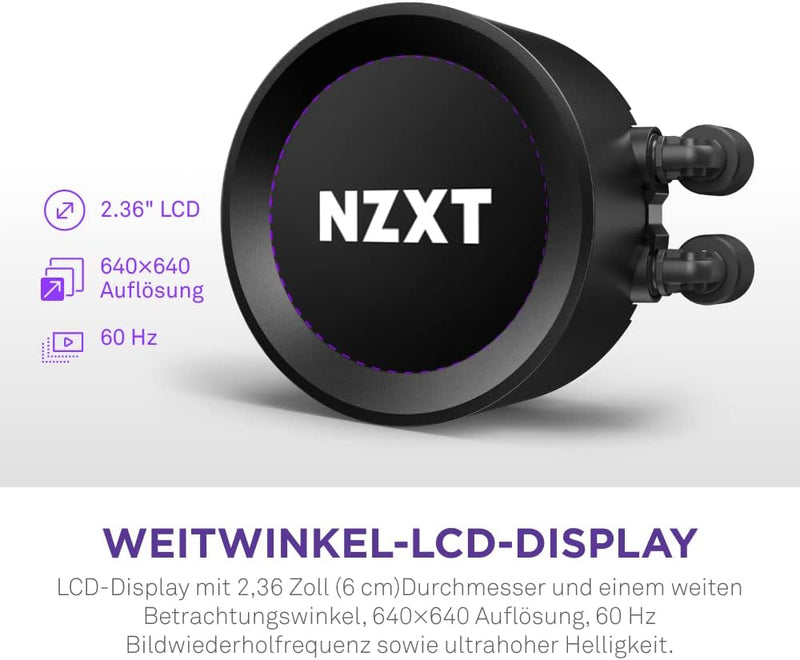 NZXT Kraken Elite 280 - RL-KN28E-B1-280mm AIO CPU Wasserkühlung - 2,36" LCD Display 640x640-2x120mm