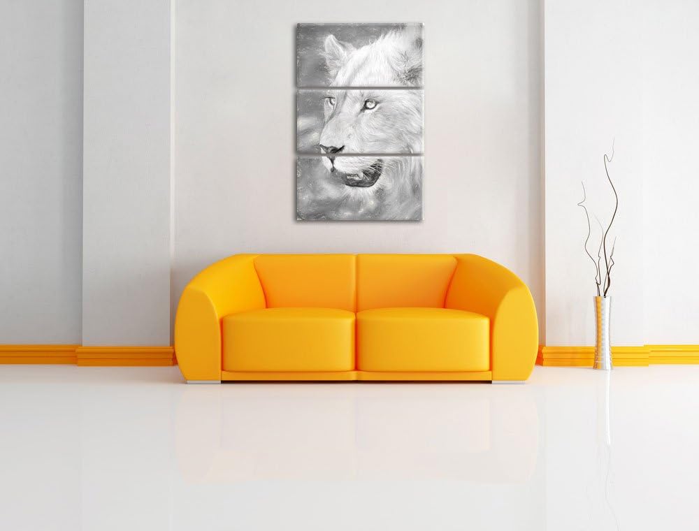 schöne weisse Löwin Spezial 3-Teiler Leinwandbild 120x80 Bild auf Leinwand, XXL riesige Bilder ferti