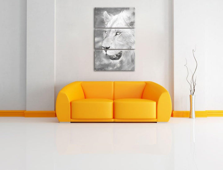 schöne weisse Löwin Spezial 3-Teiler Leinwandbild 120x80 Bild auf Leinwand, XXL riesige Bilder ferti