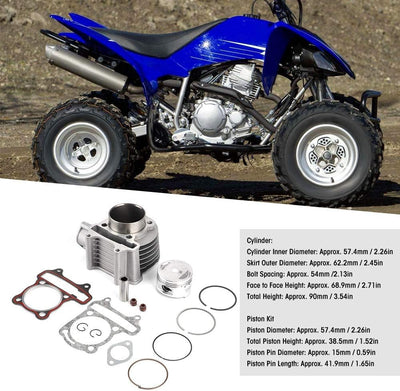 KIMISS 57,4 mm Zylinderkolbensatz, Zylinderkopf und Kolbensatz für ATV QUAD GY6 150 157QMJ 1P57QMJ 4