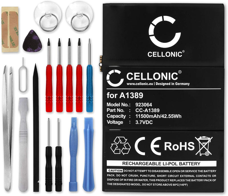 CELLONIC® Ersatz Akku A1389 für Apple iPad 3/4 11500mAh + Werkzeug-Set Ersatzakku für Tablet PC Batt