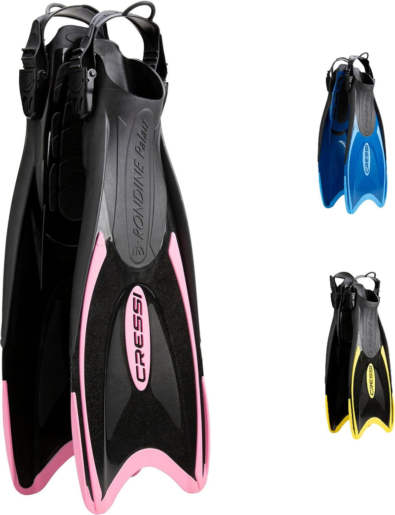 Cressi Palau Saf Fins Einstellbare Kurze Flossen zum Schwimmen und Schnorcheln Schwarz/Rosa Lange Fl