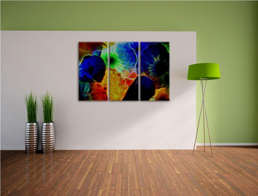 bunte Quallen NewArt 3-Teiler Leinwandbild 120x80 Bild auf Leinwand, XXL riesige Bilder fertig gerah