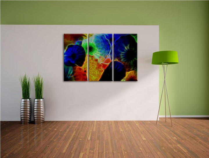 bunte Quallen NewArt 3-Teiler Leinwandbild 120x80 Bild auf Leinwand, XXL riesige Bilder fertig gerah