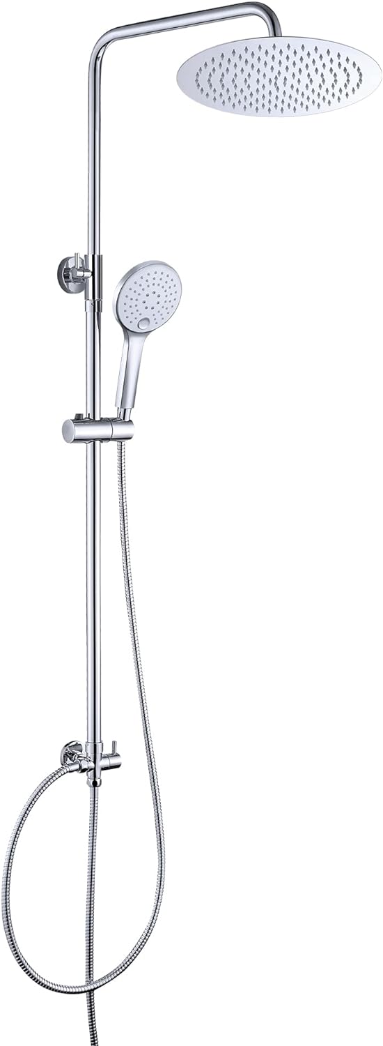 JOHO Edelstahl Duschset ohne Armatur, chrom Duschsystem, Regendusche set, Überkopfbrause set, Duschg
