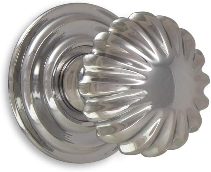 Antikas - Feststehender Türknauf mit Rosette, Türdrücker aus polierten Chrom, wie antik