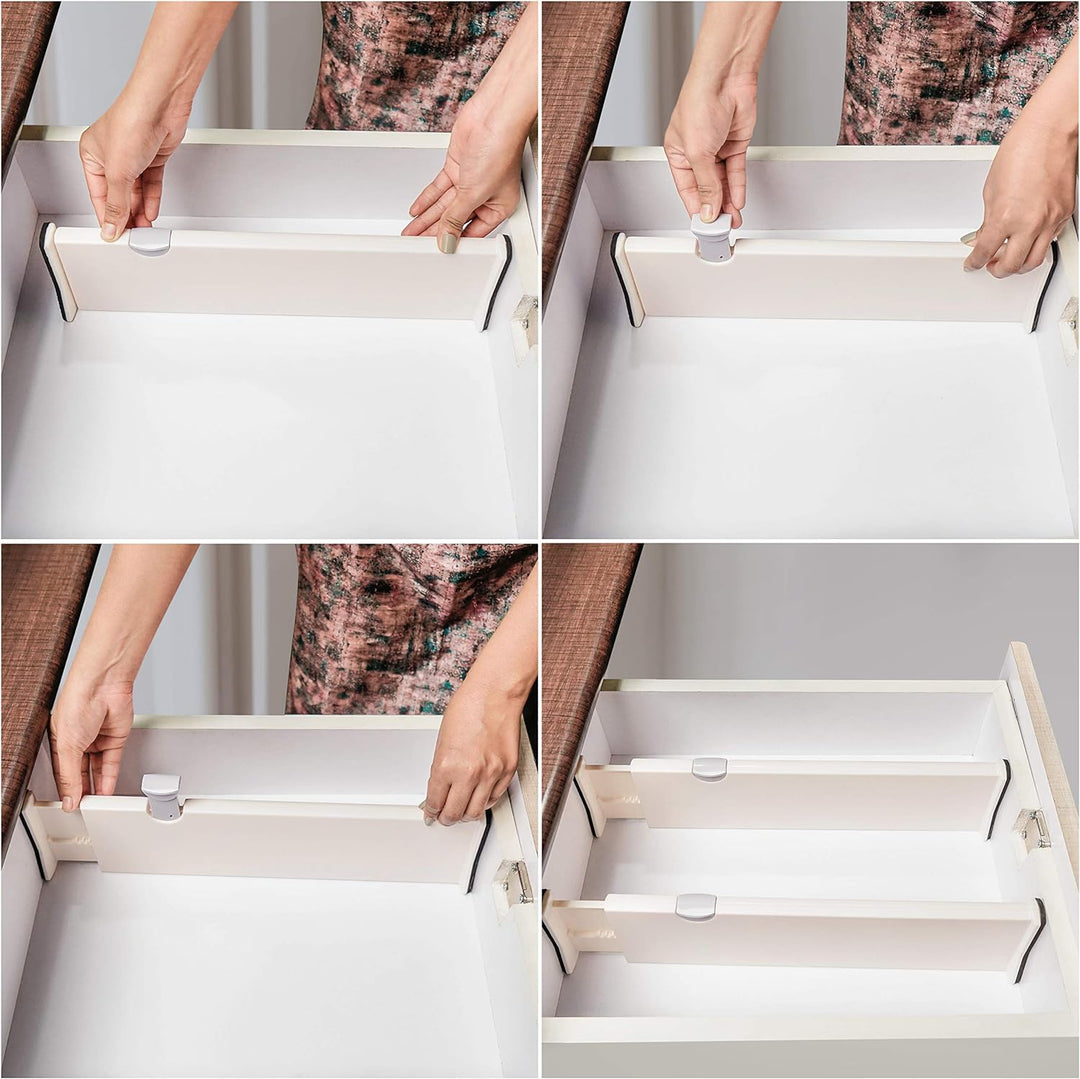 Kurtzy 4Stk Schubladenteiler Verstellbar Sortiersystem Schublade Kunststoff – 37,5 x 10 cm Schublade