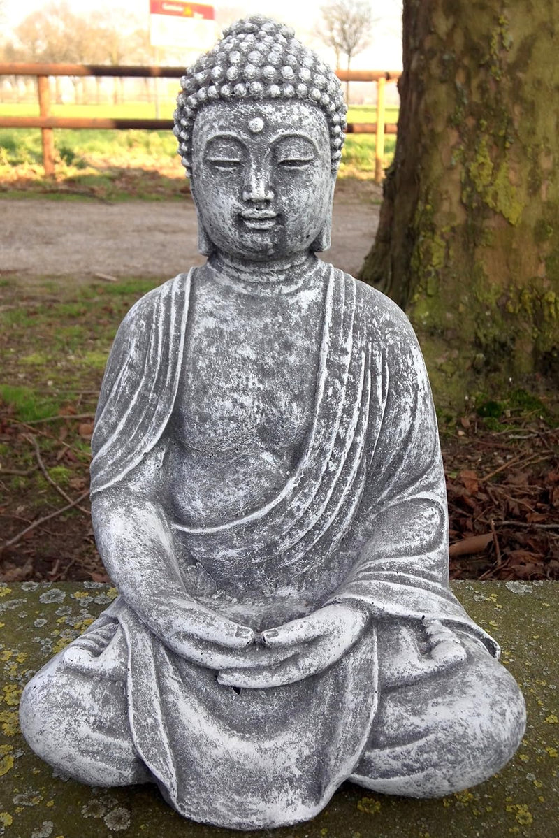 Steinfigur Buddha, Frostfest bis -30°C, massiver Steinguss