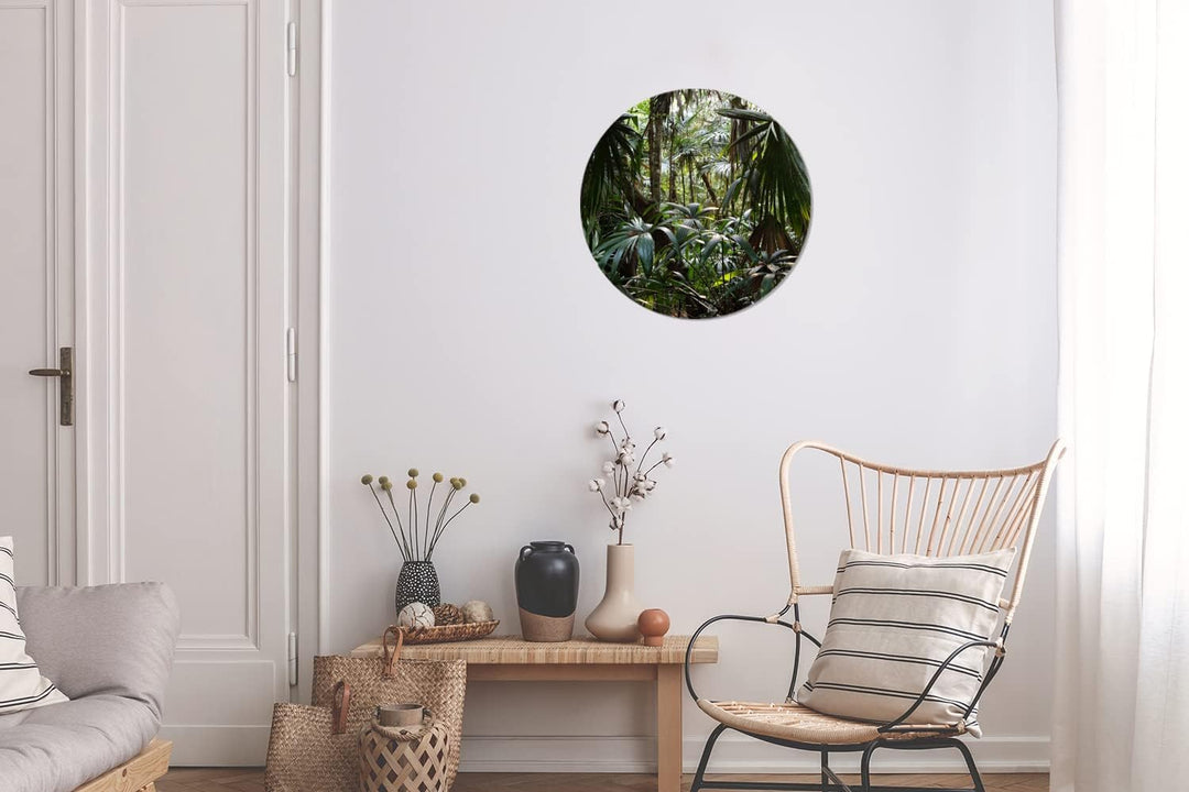MuchoWow Wandbild Rund Wanddeko Deko Wohnzimmer Bilder 30x30 cm Pflanzen im Regenwald, 30x30 cm