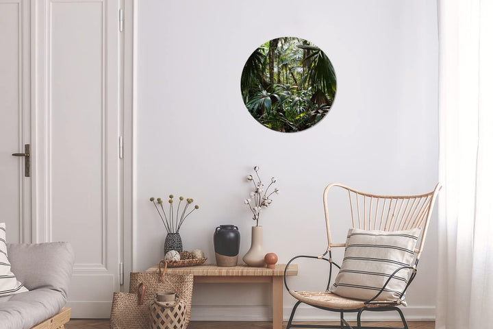 MuchoWow Wandbild Rund Wanddeko Deko Wohnzimmer Bilder 30x30 cm Pflanzen im Regenwald, 30x30 cm