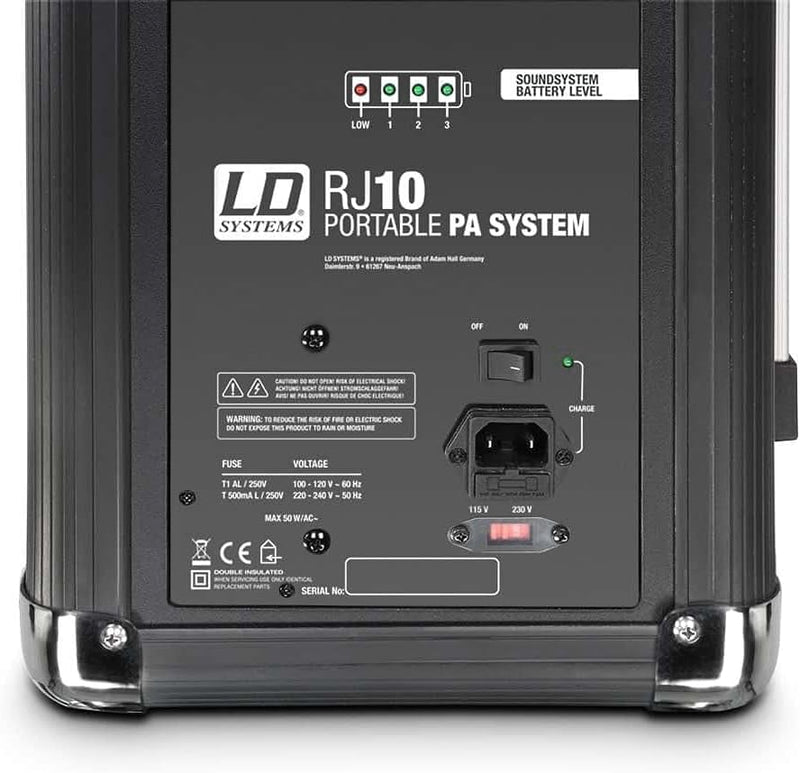 LD Systems Roadjack 10 - Batteriegespeister Bluetooth-Lautsprecher mit Mixer, schwarz