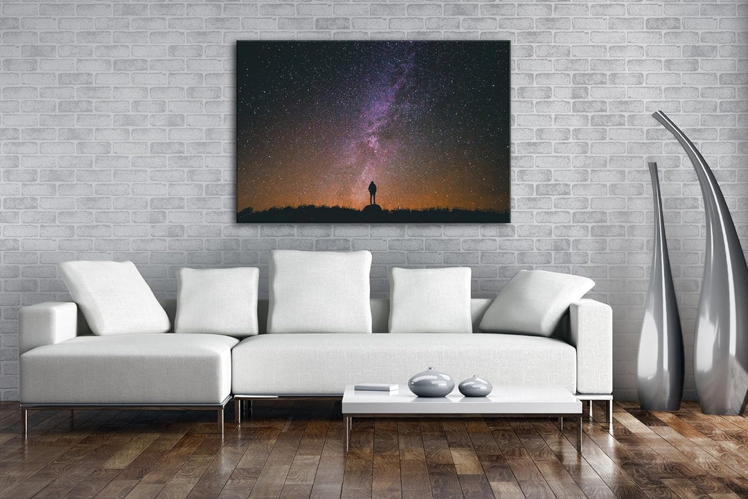 deyoli berührender Sternenhimmel Format: 100x70 als Leinwand, Motiv fertig gerahmt auf Echtholzrahme