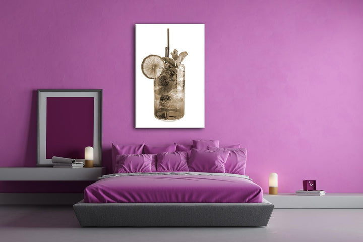 deyoli Cocktail Mojito Format: 80x60 Effekt: Sepia als Leinwand, Motiv fertig gerahmt auf Echtholzra