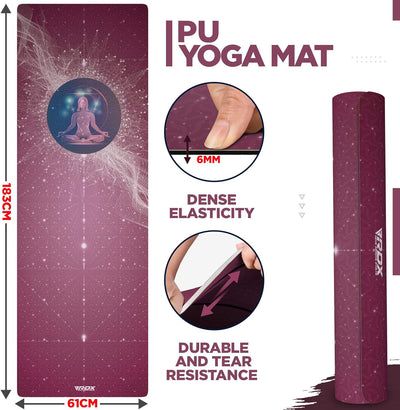 RDX Yogamatte PU 6mm Rutschfest Gymnastikmatte Pilatesmatte REACH RoHS Konform 6P Gummi Übungsmatte