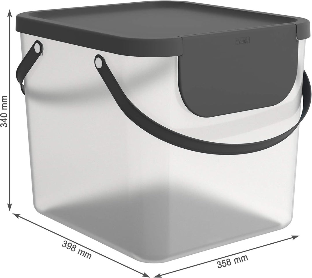 Rotho Albula Aufbewahrungsbox Deckel, Kunststoff (PP recycelt), transparent/anthrazit, 40 Liter, (39