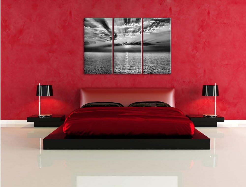 Pixxprint Meer im Sonnenaufgang als Leinwandbild/Grösse: 3 Teilig (120x80) cm/Wandbild/Kunstdruck/fe