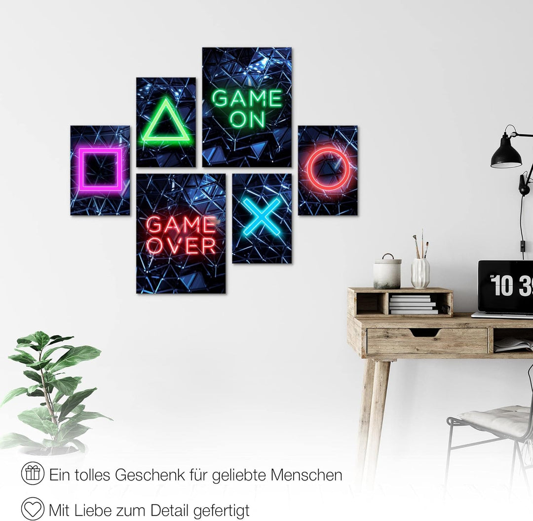 Novart Bilder Set - AUFHÄNGFERTIG - KEIN EXTRA RAHMEN BENÖTIGT - Spielkonsole Game Modern Gamer - Ki