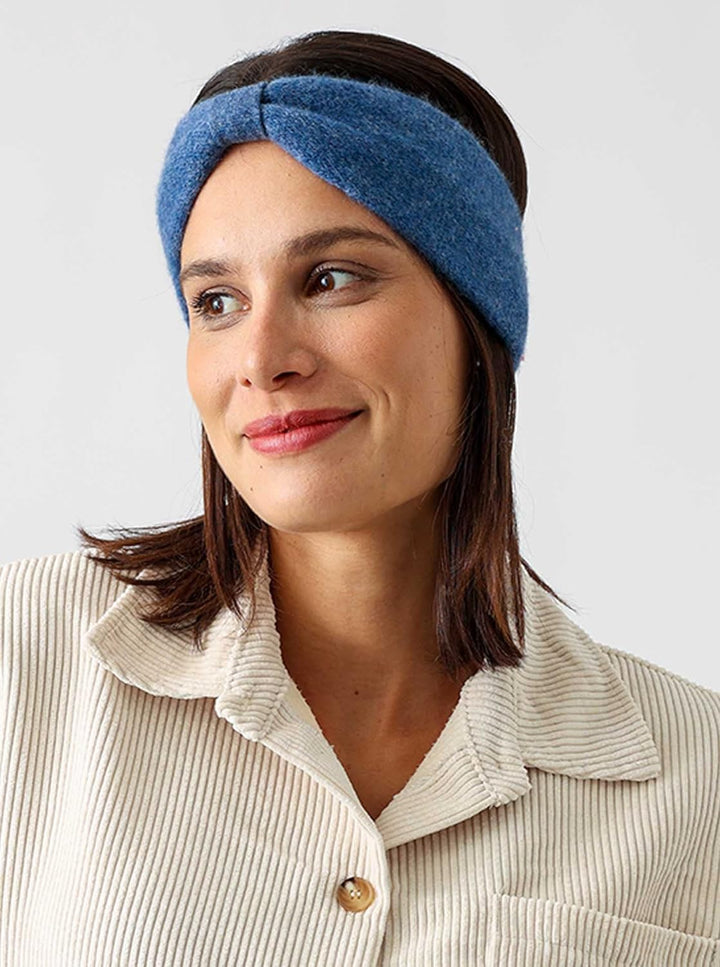 Zwillingsherz Stirnband aus 100% Kaschmir - Hochwertiges Kopfband im Uni Design für Damen Frauen Mäd