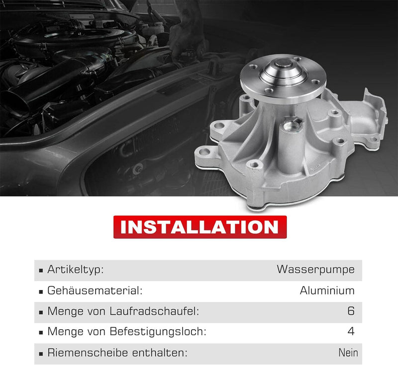 Frankberg Wasserpumpe Kompatibel mit 4 Runner N1 N18 3.0L 1993-2002 Dyna KD LY U3 U4 U6 Y2 2.5L 3.0L