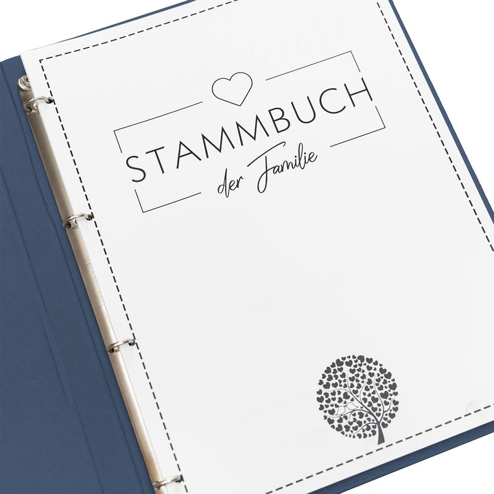 Hochzeitideal – Stammbuch der Familie Serie Geometric Dunkelblau DIN A4- Buchbinderleinen Stammbuch