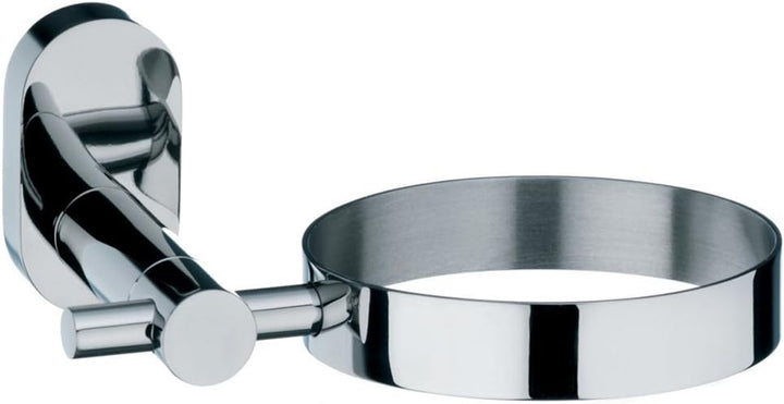 Kela 22678, Fönhalter, Zum Kleben oder Bohren, Edelstahl 18/10/ Glas, Ø 9cm, 14x 11x 6 cm, Lucido, S