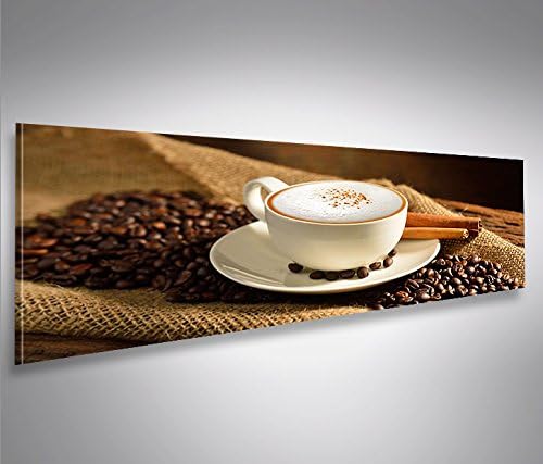 islandburner Bild Bilder auf Leinwand Cappuccino Kaffee Kaffebohnen Gemütlich Panorama XXL Poster Le