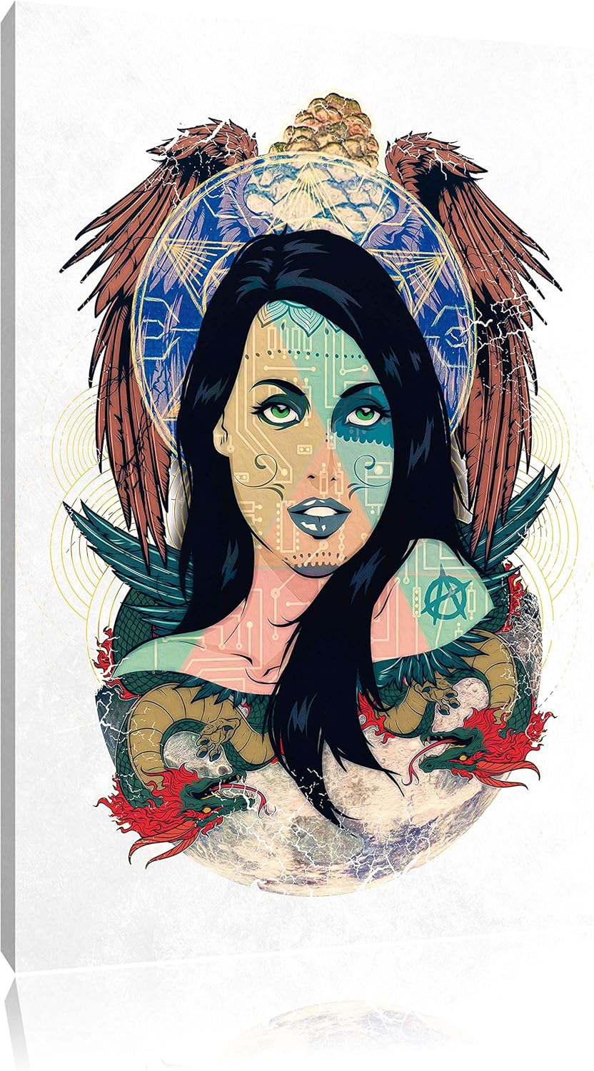 Pixxprint Moon Spirit White Bild auf Leinwand, XXL riesige Bilder fertig gerahmt mit Keilrahmen, Kun