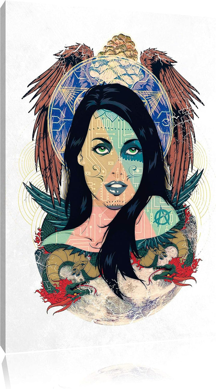 Pixxprint Moon Spirit White Bild auf Leinwand, XXL riesige Bilder fertig gerahmt mit Keilrahmen, Kun