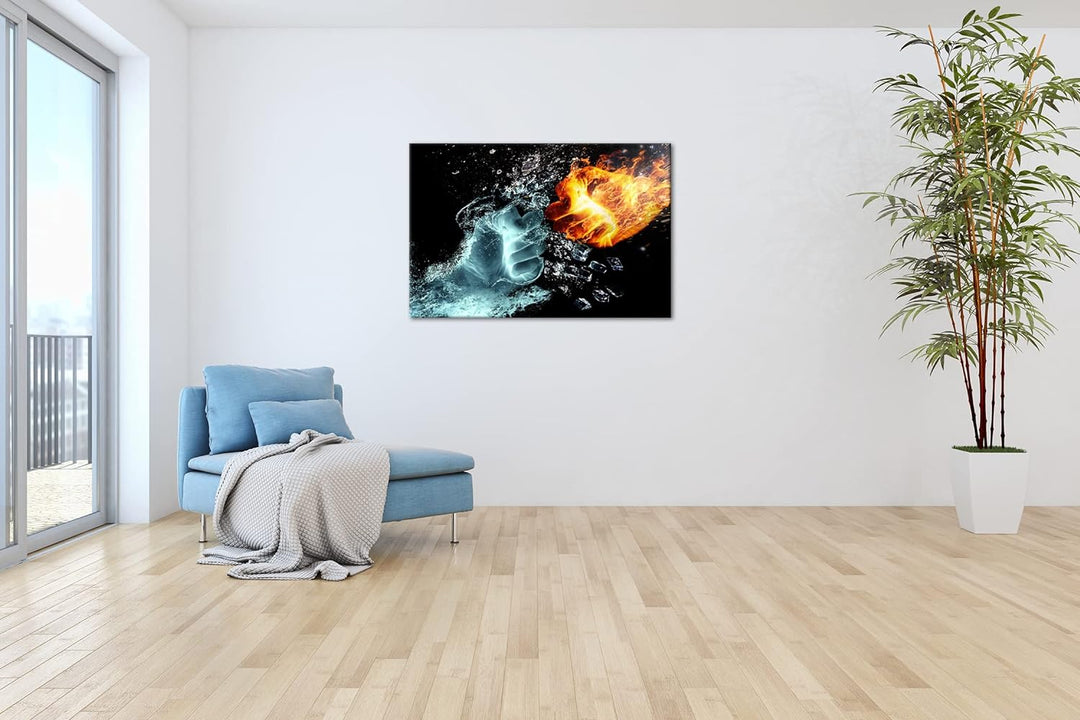 deyoli Feuer und Wasser prallen zusammen Format: 60x40 cm als Leinwandbild, Motiv fertig gerahmt auf
