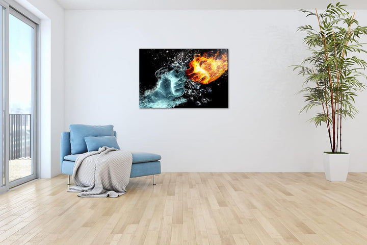 deyoli Feuer und Wasser prallen zusammen Format: 60x40 cm als Leinwandbild, Motiv fertig gerahmt auf