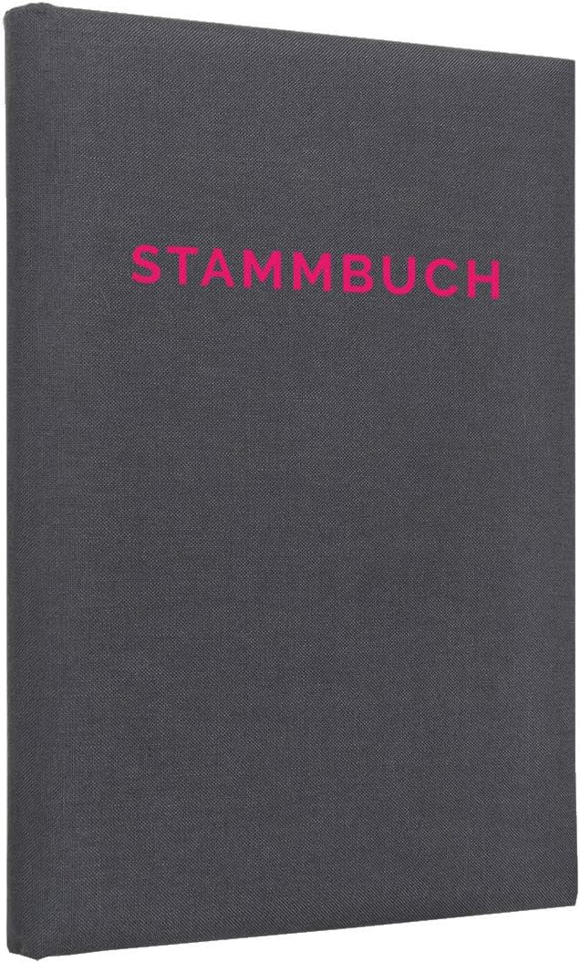 Hochzeitideal Stammbuch der Familie Serie 'Linea' Leinen dunkelgrau (Neonhimbeere, 21,0 x 14,0) Neon